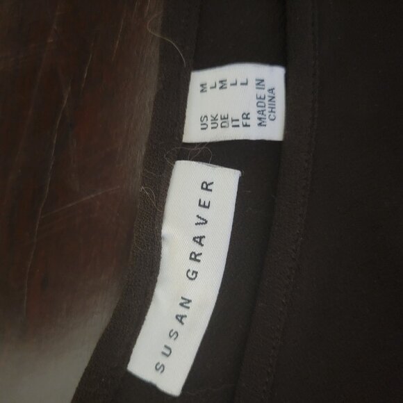 Susan Graver LK Brown/Copper Blouse w/ Bell Sleeve & Ruffle Hem - M - EUC - Picture 5 of 8